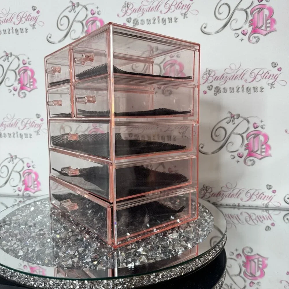 Organizer Pink 7 drawer Acrylic Makeup cosmetic Organizer drawers shelf